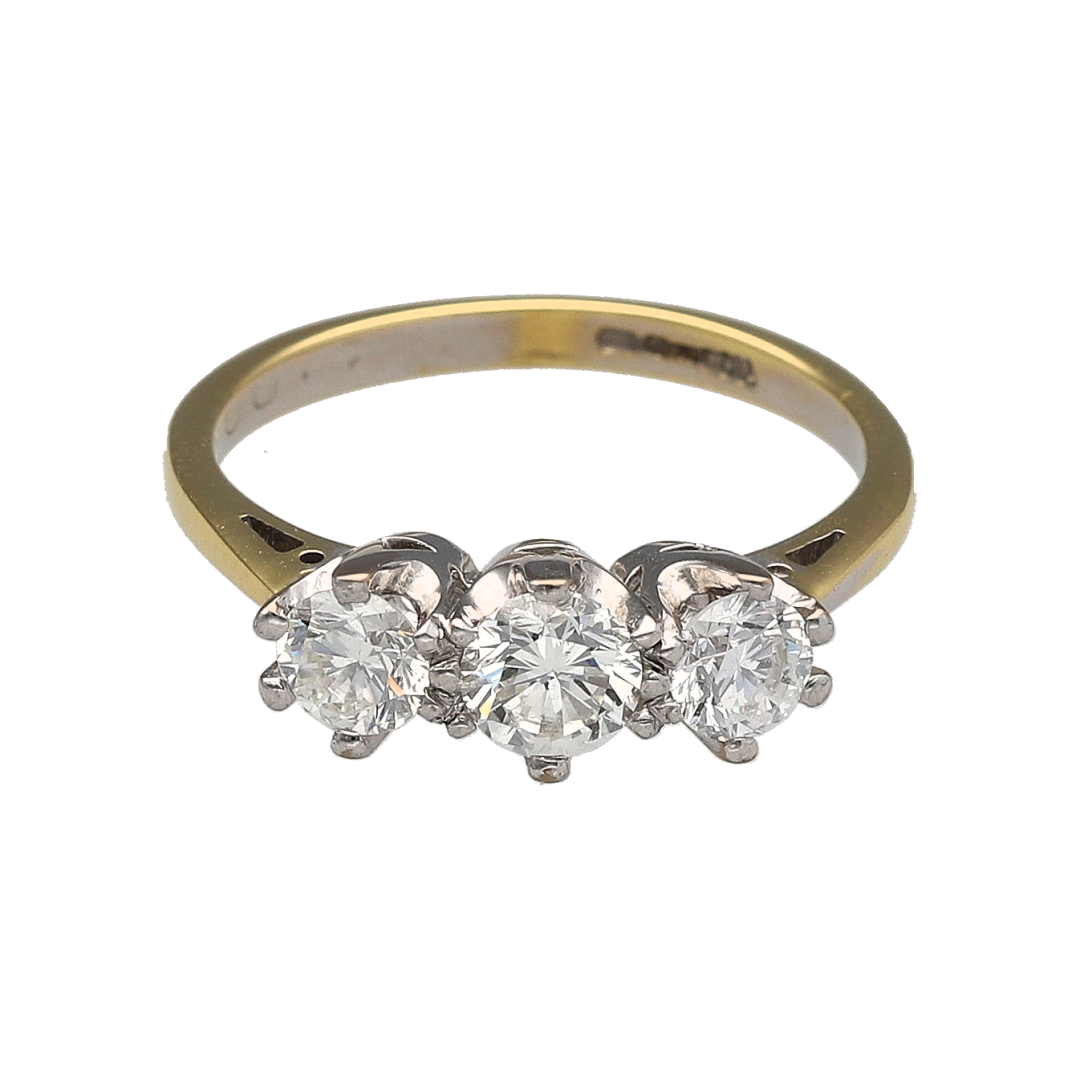 18ct Gold & Diamond Set Trilogy Ring