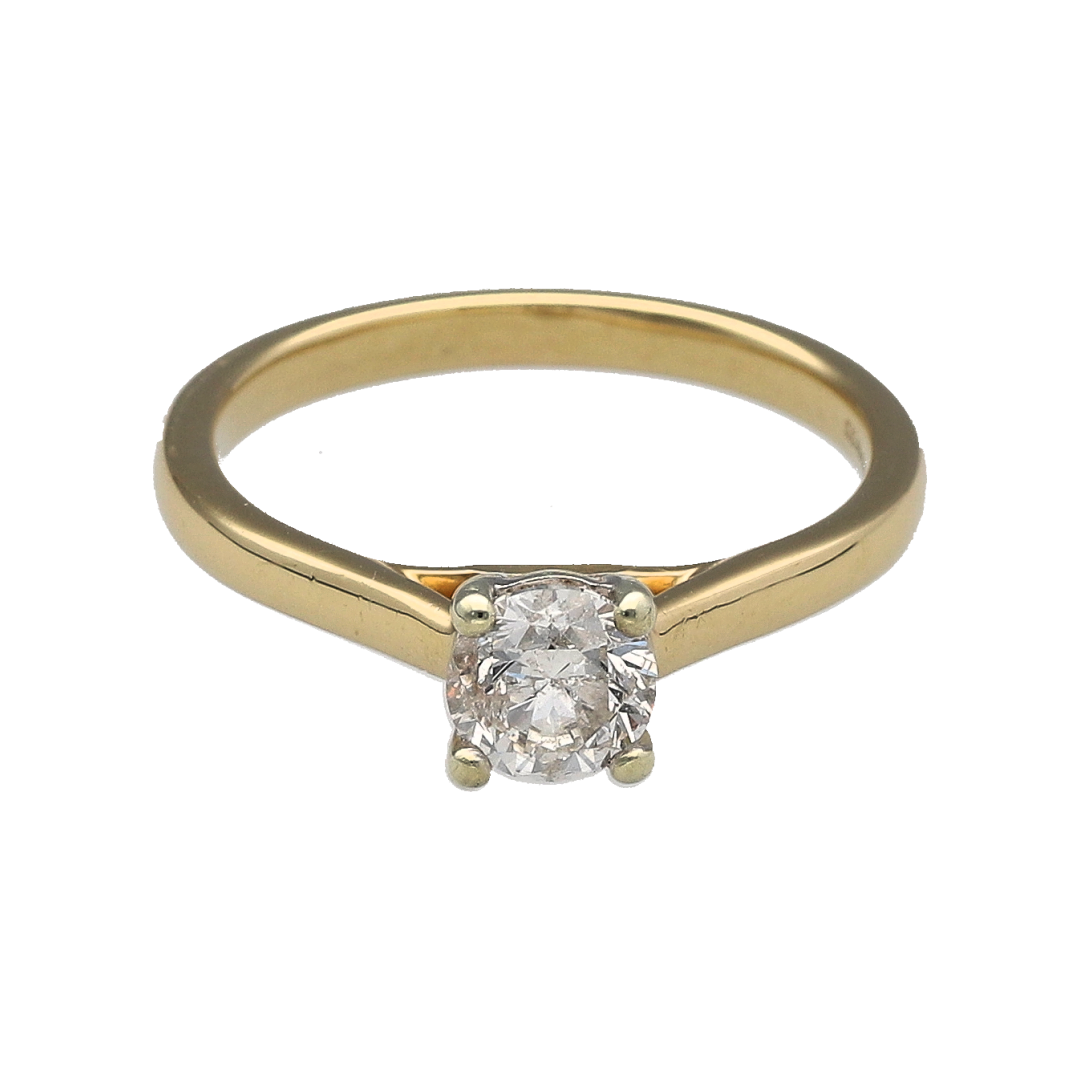 14ct Gold & Diamond Set Solitaire Ring