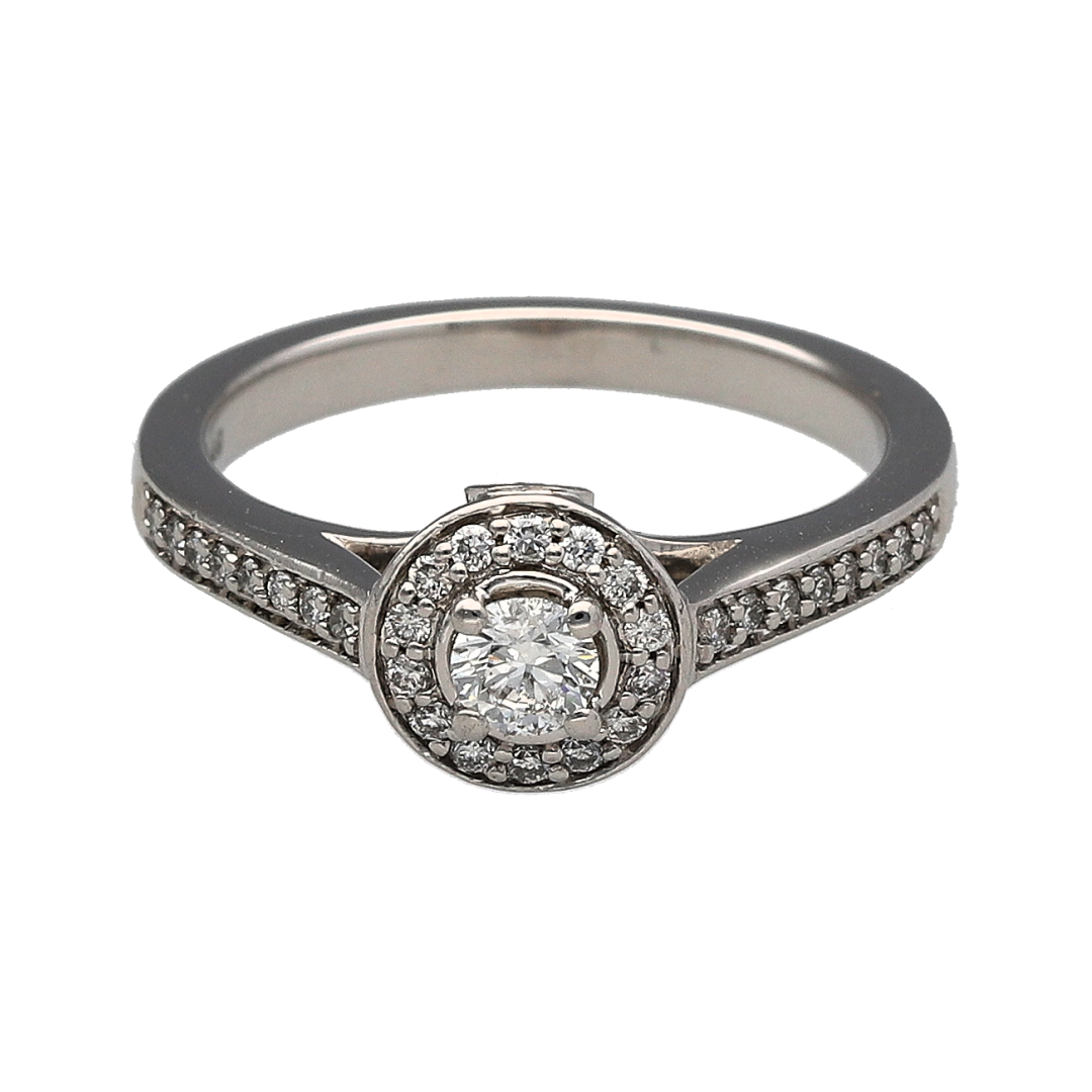 18ct White Gold & Diamond Set Halo Ring