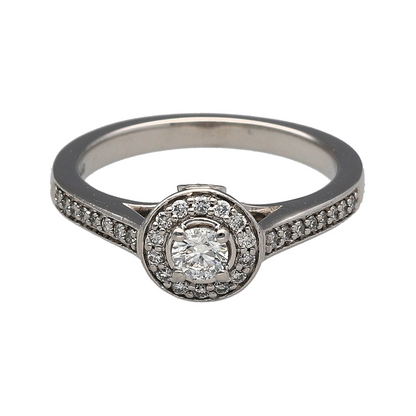18ct White Gold & Diamond Set Halo Ring