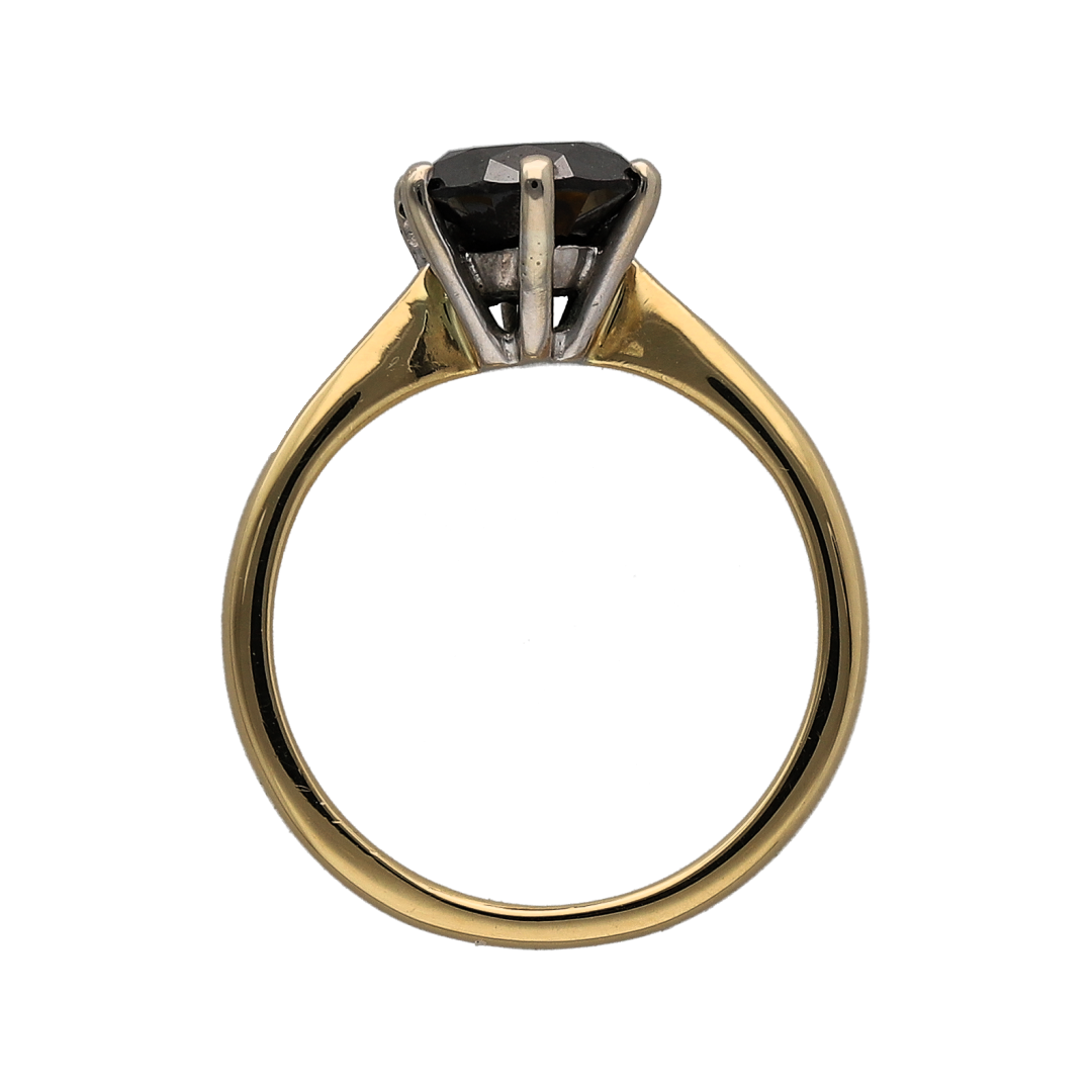 18ct Gold & Black Diamond Set Solitaire Ring