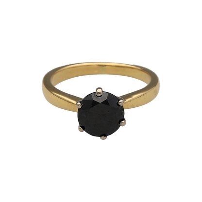 18ct Gold & Black Diamond Set Solitaire Ring