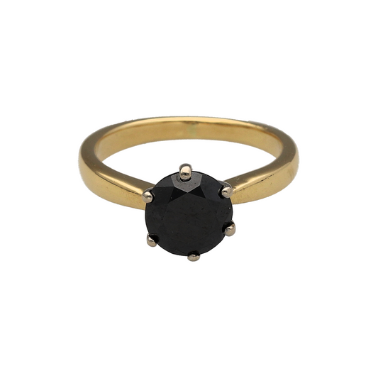 18ct Gold & Black Diamond Set Solitaire Ring