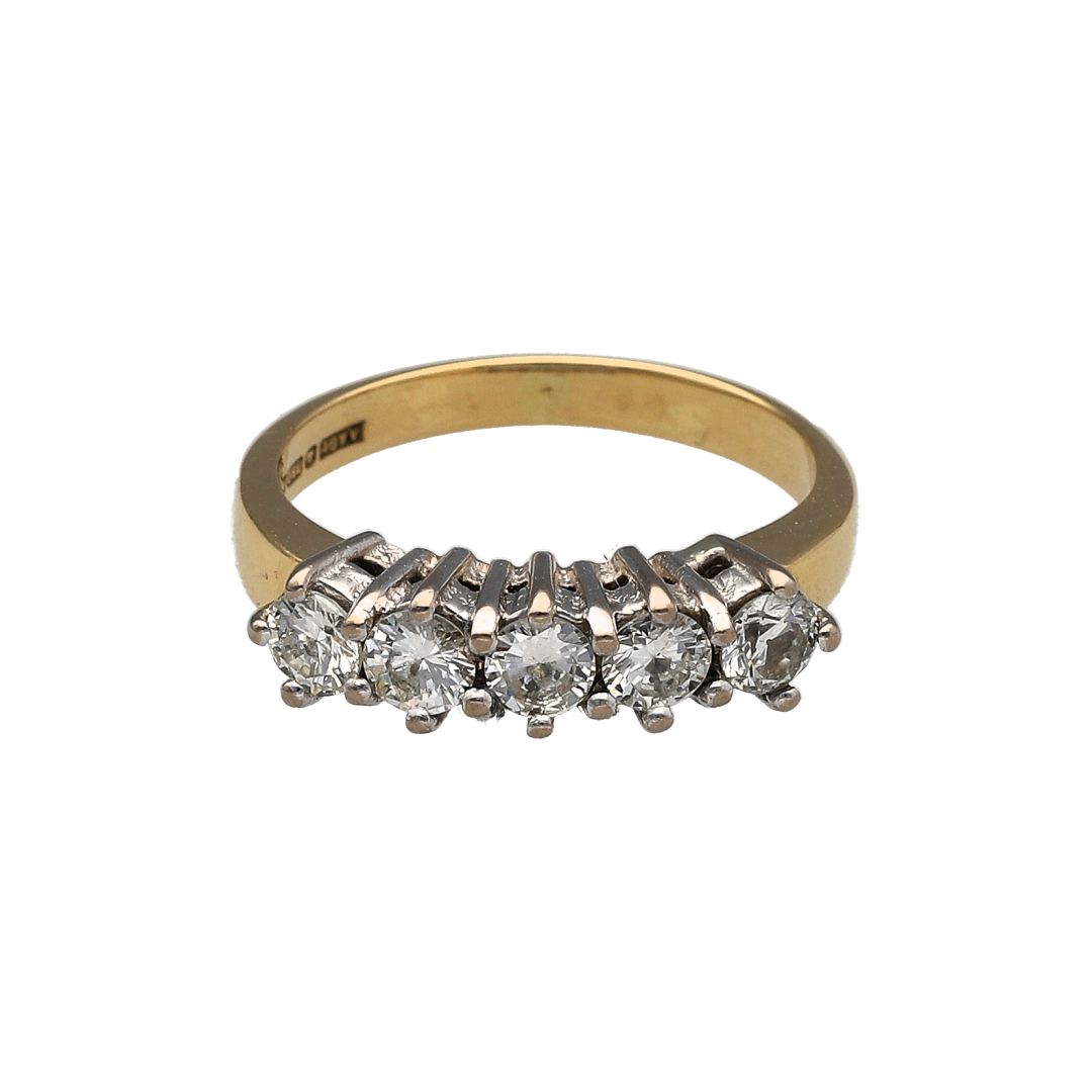 18ct Gold & Diamond Set Five Stone Band Ring