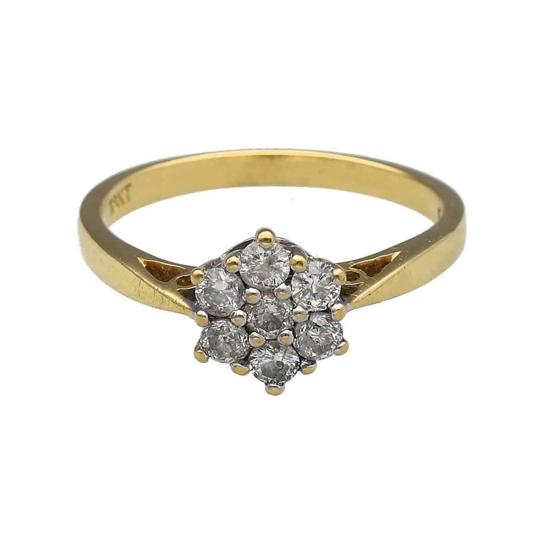 18ct Gold & Diamond Set Flower Cluster Ring