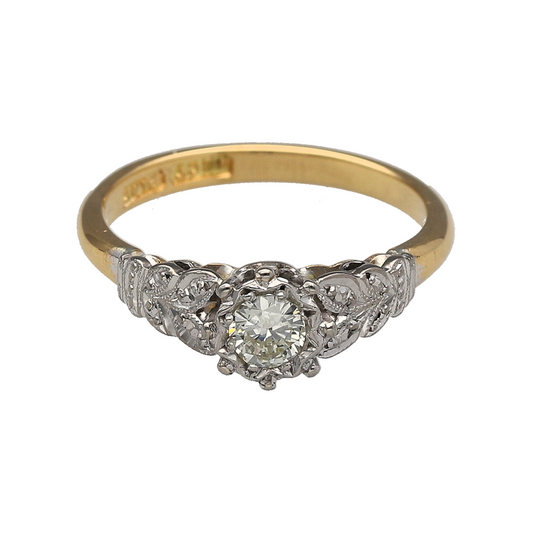 18ct Gold & Platinum Diamond Set Solitaire Ring