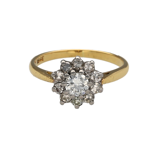 18ct Gold & Platinum Diamond Set Flower Cluster Ring