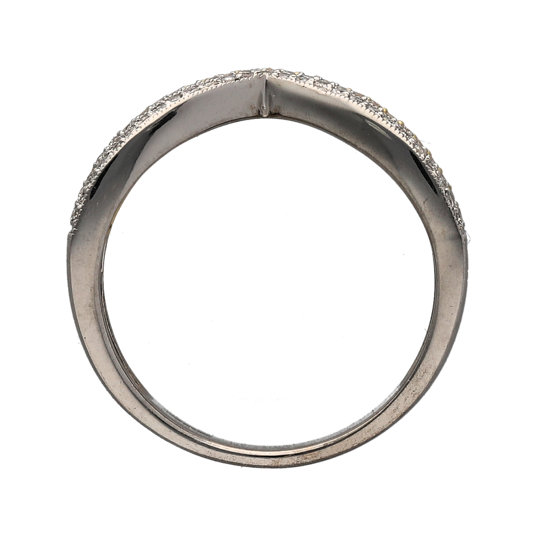 18ct Gold & Diamond Set Three Row Wishbone Ring