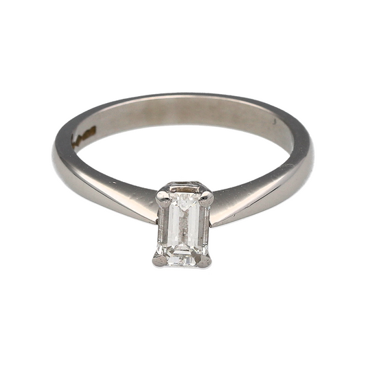 Platinum & Diamond Set Emerald Cut Solitaire Ring