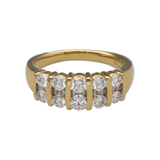 18ct Gold & Diamond Set Double Row Band Ring