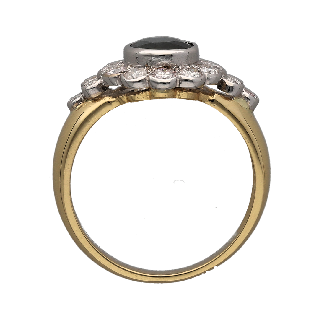 18ct Gold Diamond & Sapphire Set Cluster Ring