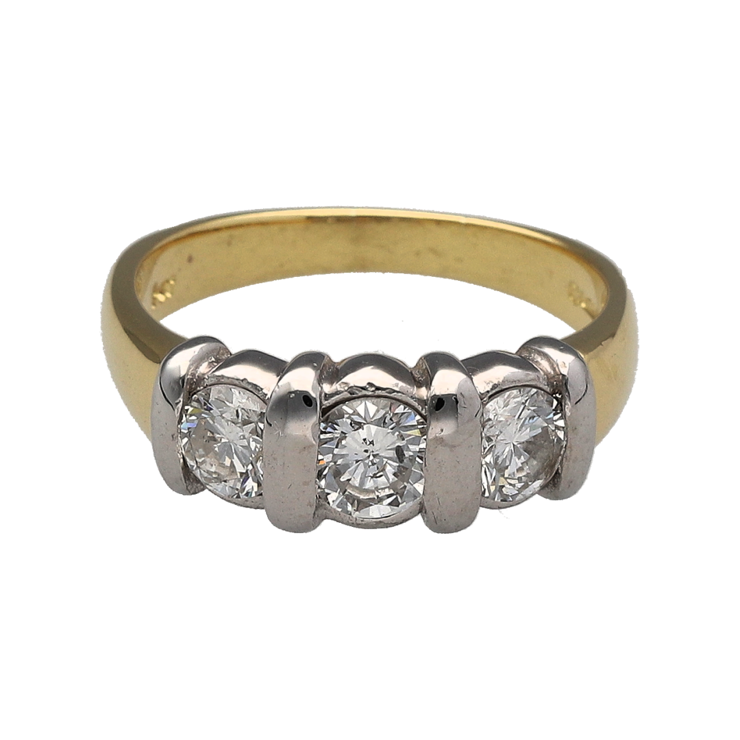 18ct Gold & Diamond Set Trilogy Ring