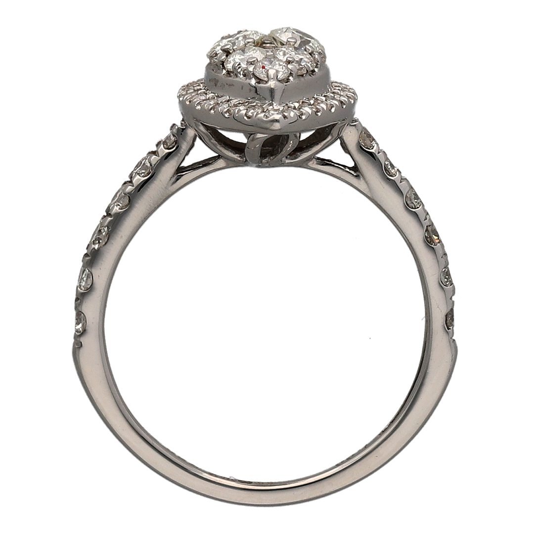 18ct White Gold & Diamond Set Marquise Cluster Ring