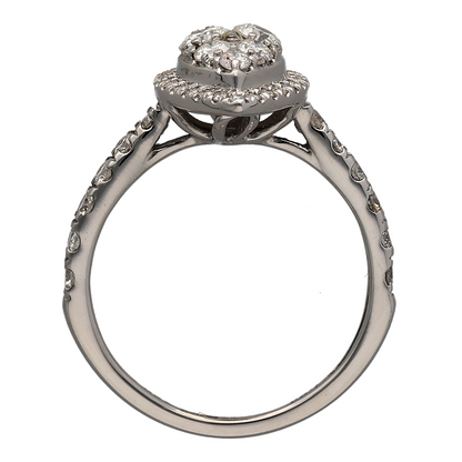 18ct White Gold & Diamond Set Marquise Cluster Ring