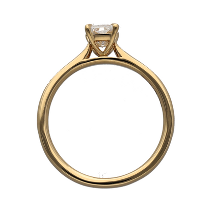 18ct Gold & Diamond Emerald Cut Solitaire Ring