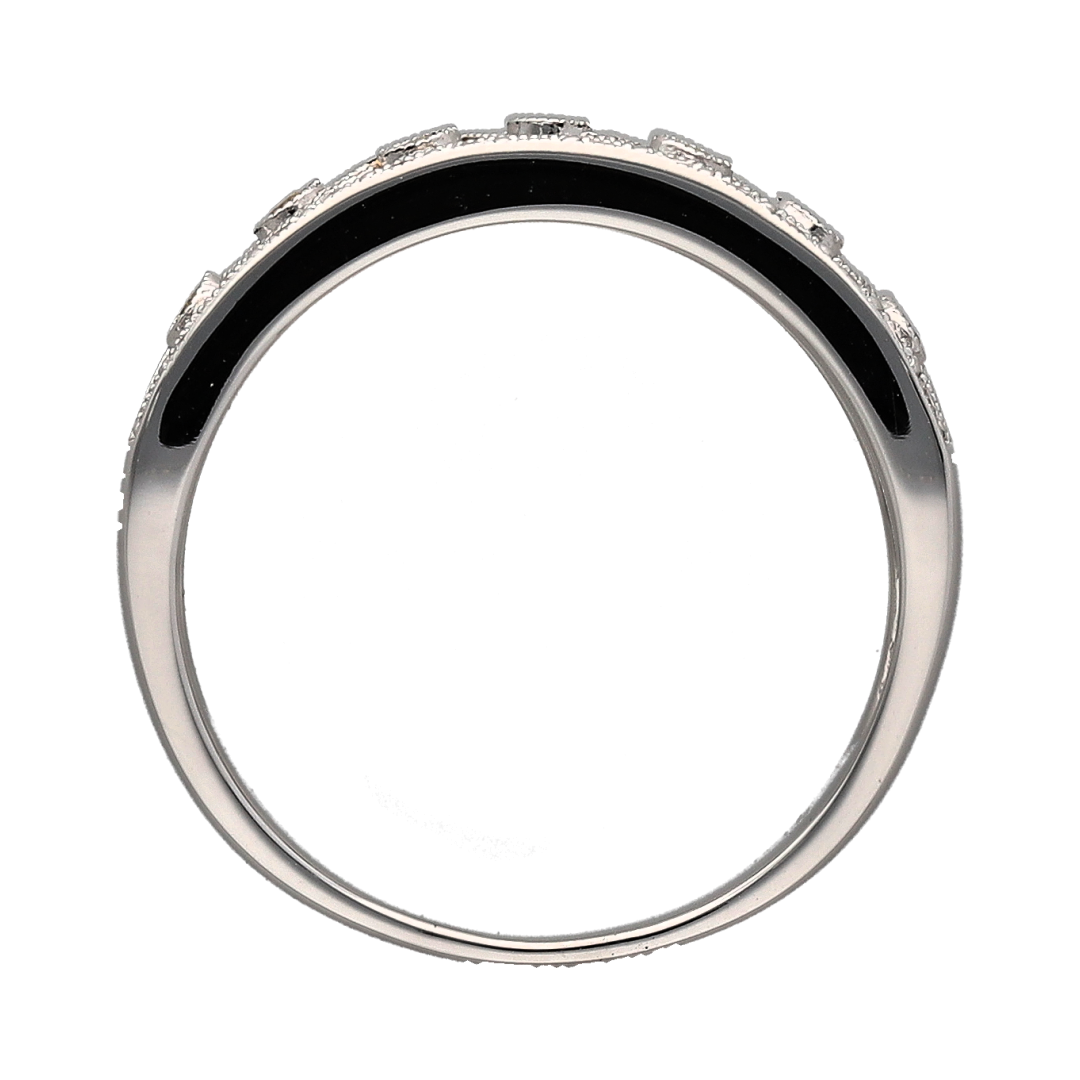 18ct White Gold & White and Yellow Diamond Set Open Band Ring