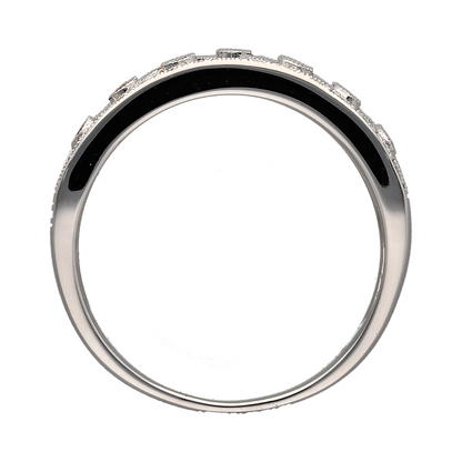 18ct White Gold & White and Yellow Diamond Set Open Band Ring