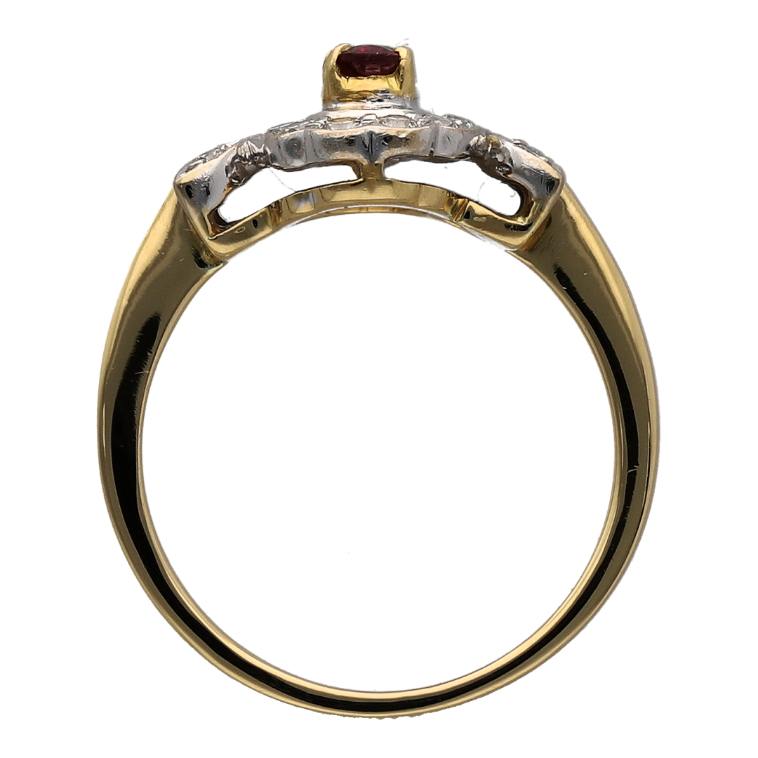 18ct Gold Diamond & Ruby Set Cluster Ring