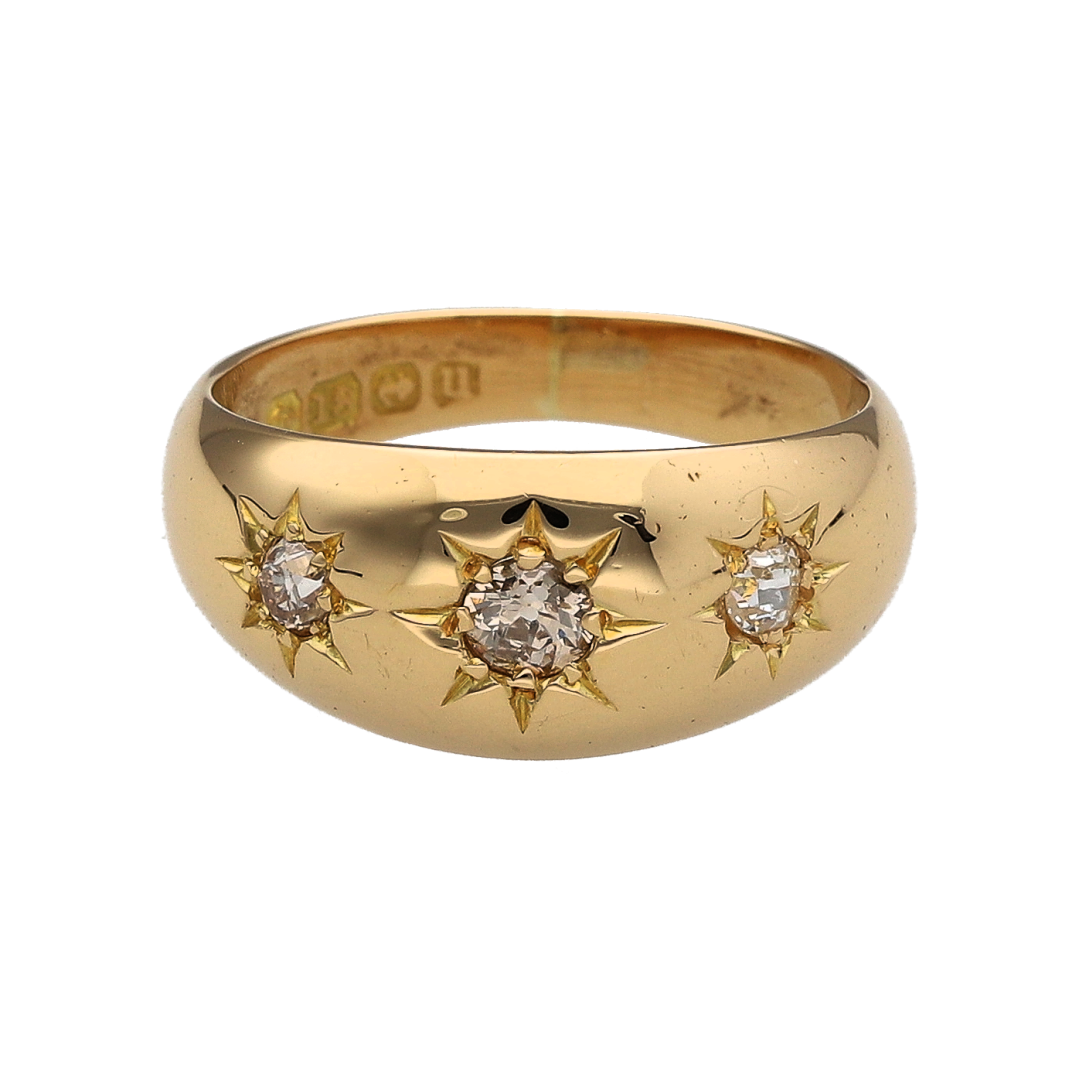 18ct Gold & Diamond Set Trilogy Band Ring