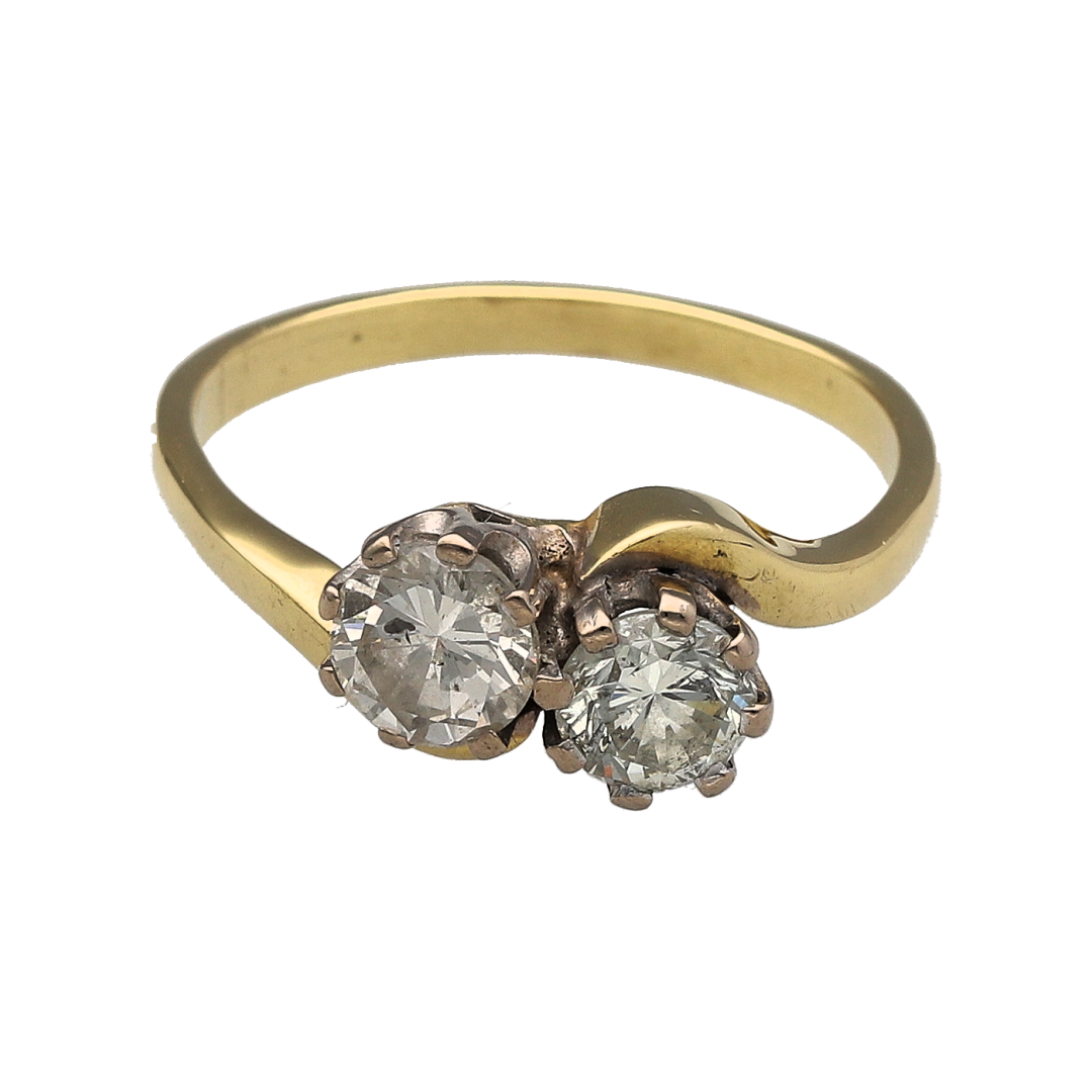 18ct Gold & Double Diamond Twist Ring