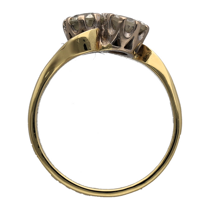 18ct Gold & Double Diamond Twist Ring
