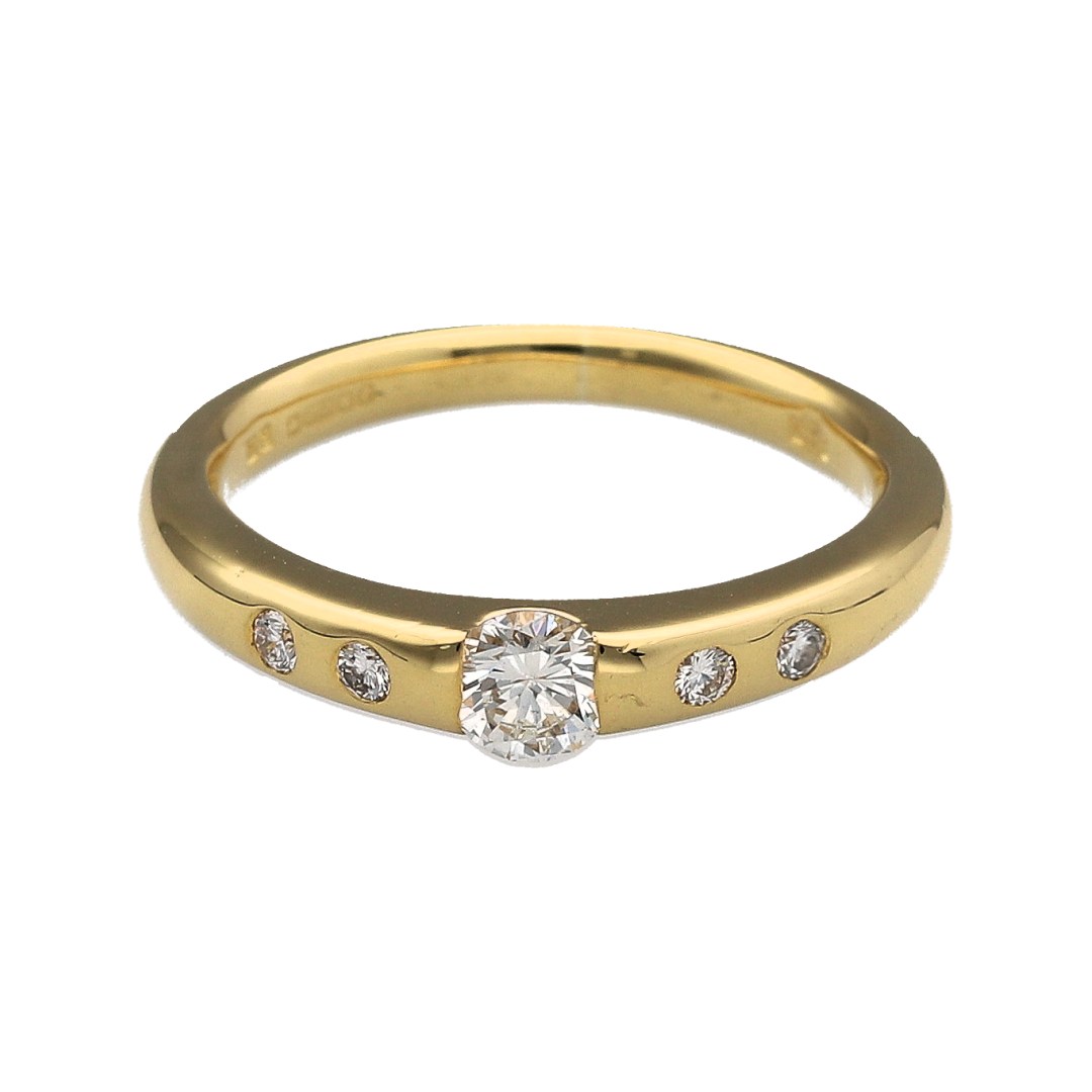 18ct Gold & Diamond Set Solitaire Ring