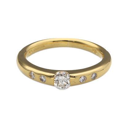 18ct Gold & Diamond Set Solitaire Ring