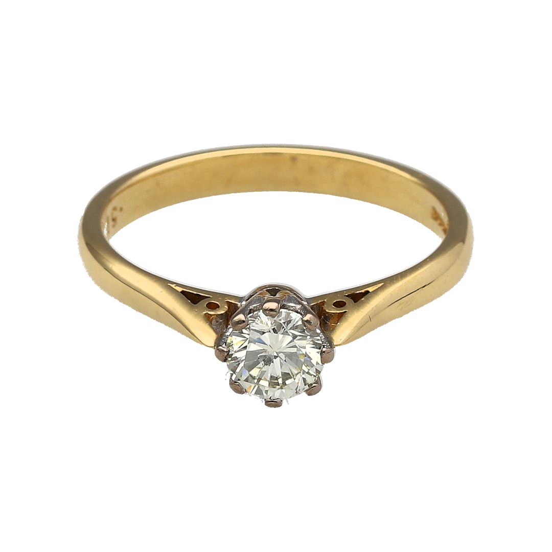 18ct Gold & Diamond Set Solitaire Ring