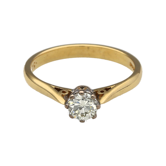 18ct Gold & Diamond Set Solitaire Ring