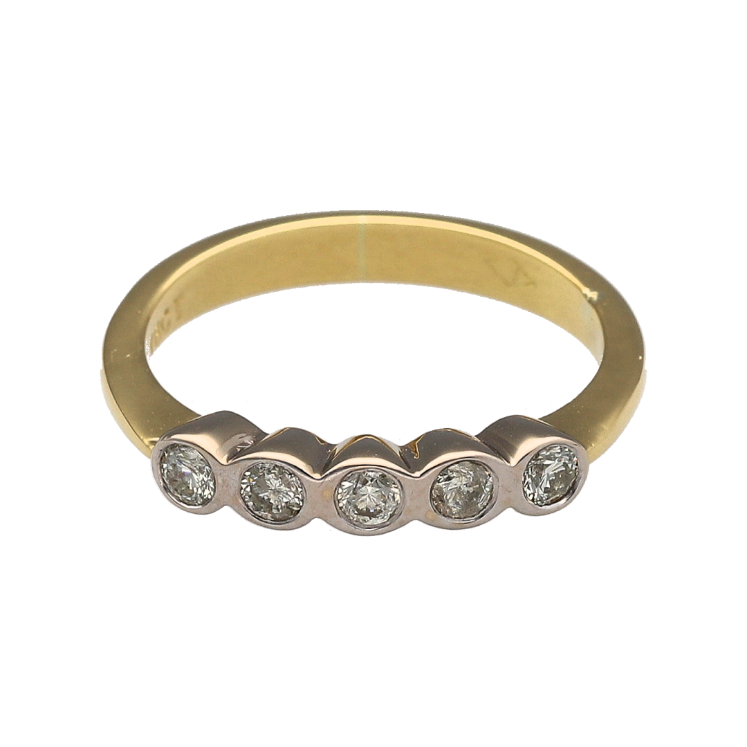 18ct Gold & Diamond Set Five Stone Band Ring