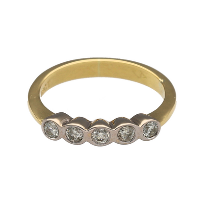 18ct Gold & Diamond Set Five Stone Band Ring