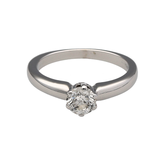 18ct White Gold & Diamond Set Solitaire Ring