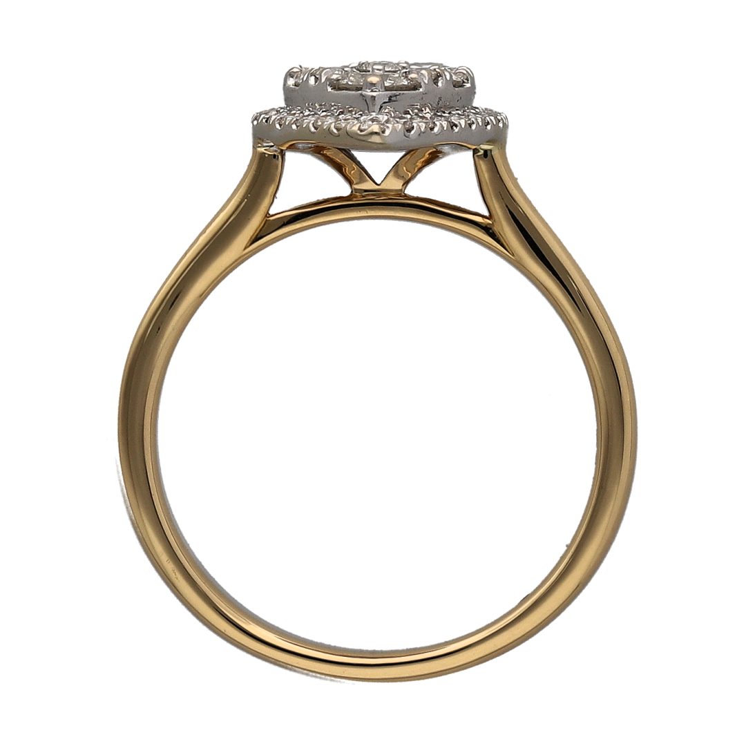 18ct Gold & Diamond Teardrop Cluster Ring