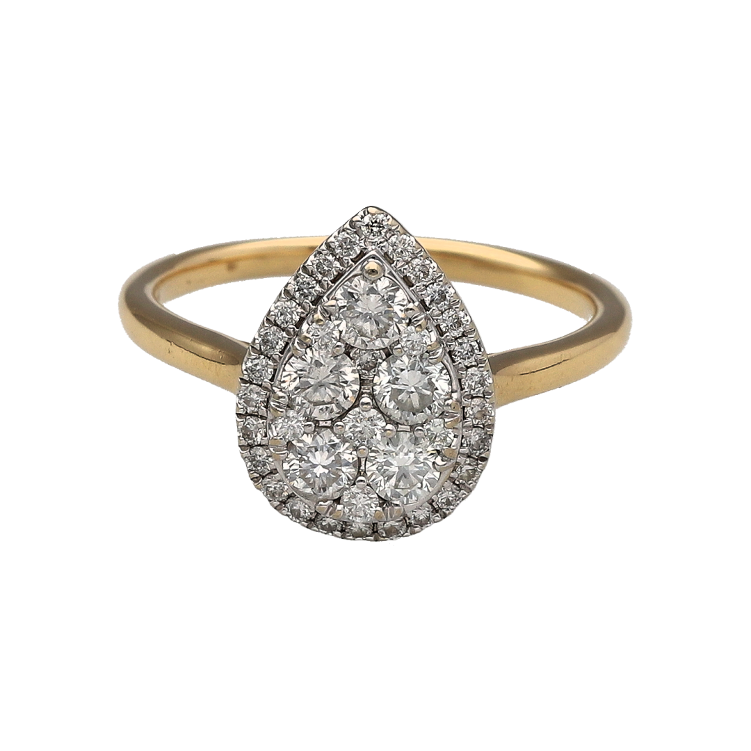 18ct Gold & Diamond Teardrop Cluster Ring
