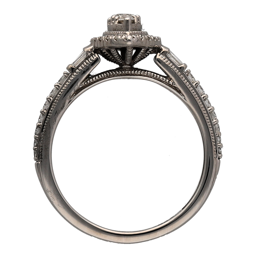 9ct White Gold & Diamond Teardrop Cluster Ring