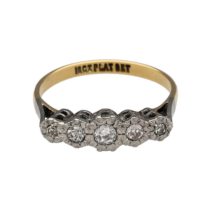 18ct Gold & Platinum Diamond Five Stone Band Ring