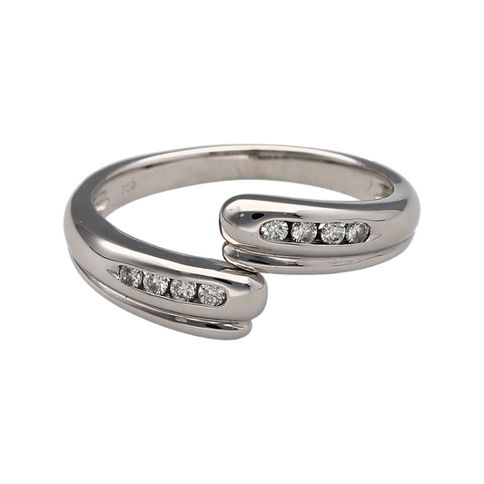 18ct White Gold & Diamond Wrap Over Band Ring