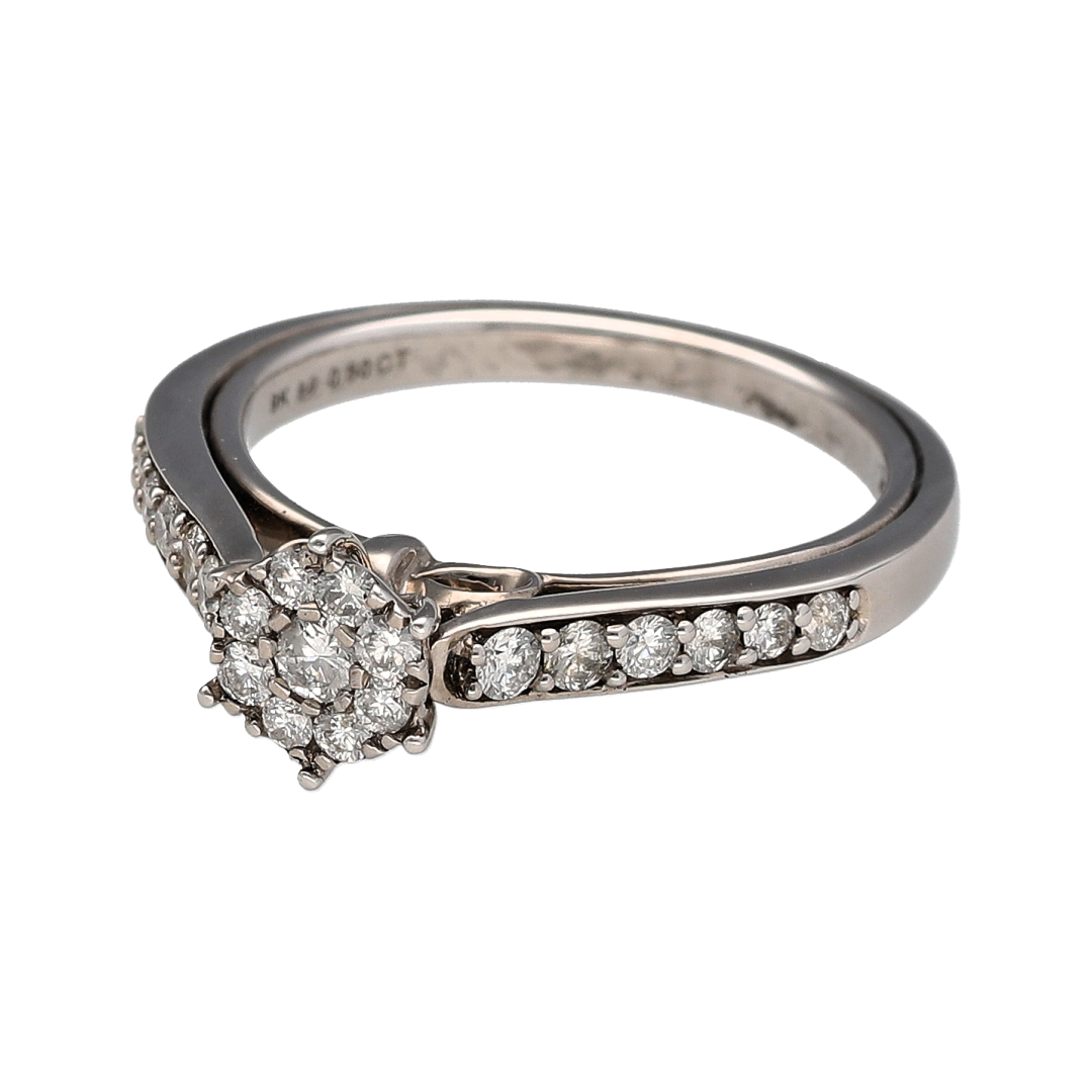 Add a touch of fairytale-inspired sparkle to your jewellery collection with this pre-owned 9ct white gold diamond cluster Disney Enhancement 'Snow White' ring, featuring a beautifully crafted design with magical charm and timeless elegance—perfect for Disney enthusiasts, special occasions, or sophisticated everyday wear.

Design: The ring showcases a stunning diamond cluster design inspired by Disney's beloved Snow White collection.