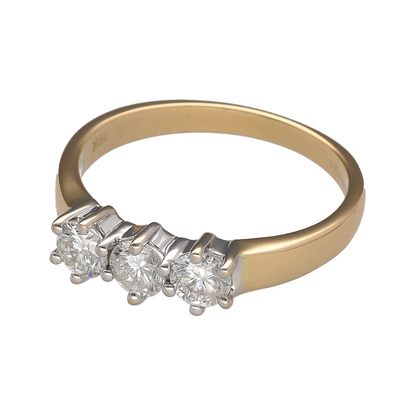 Add exceptional sparkle and timeless elegance to your jewellery collection with this pre-owned 18ct yellow gold diamond trilogy ring, featuring a classic three-stone design with impressive brilliance and enduring appeal—perfect for anniversaries, special occasions, or luxurious everyday wear.

Design: The ring showcases three sparkling diamonds arranged in a traditional trilogy setting, creating a beautifully balanced display of light and elegance.