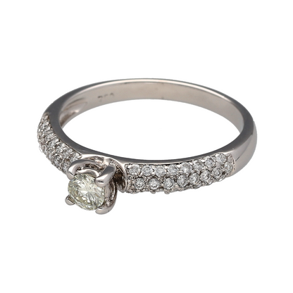Add timeless elegance and exceptional sparkle to your jewellery collection with this pre-owned 18ct white gold diamond solitaire ring, featuring a classic design enhanced with luxurious diamond detailing—perfect for engagements, special occasions, or sophisticated everyday wear.

Design: The ring showcases a sparkling brilliant cut centre diamond weighing approximately 0.25ct, creating a beautiful focal point with impressive brilliance and fire.
