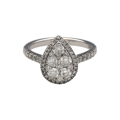 18ct White Gold & Diamond Teardrop Cluster Ring