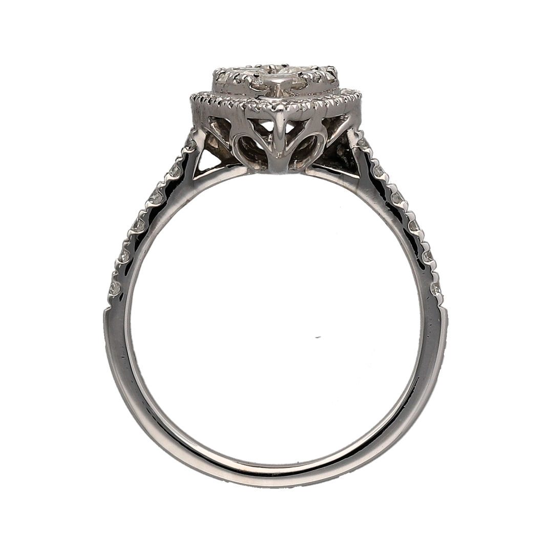 18ct White Gold & Diamond Teardrop Cluster Ring