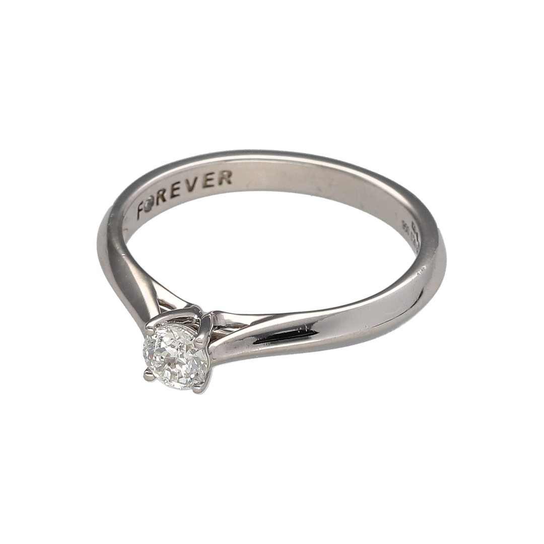 Add timeless elegance and exceptional sparkle to your jewellery collection with this pre-owned platinum diamond solitaire ring, featuring a classic design with enduring sophistication—perfect for engagements, special occasions, or treasured everyday wear.

Design: The ring showcases a stunning brilliant cut diamond weighing approximately 0.26ct, creating a beautiful focal point with impressive fire and brilliance.