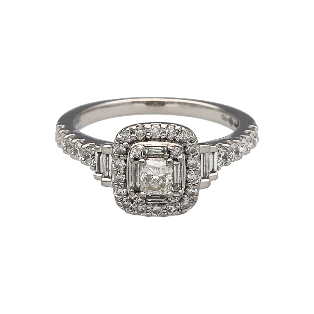 Platinum & Diamond Halo Cluster Ring