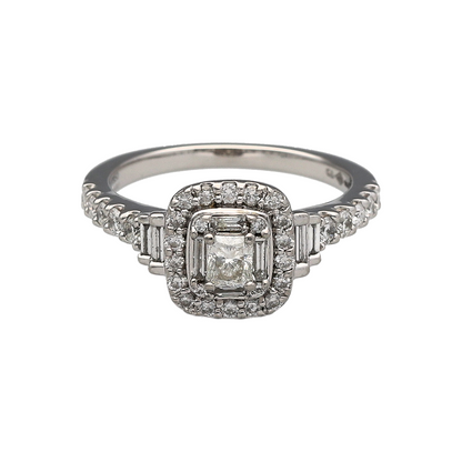 Platinum & Diamond Halo Cluster Ring