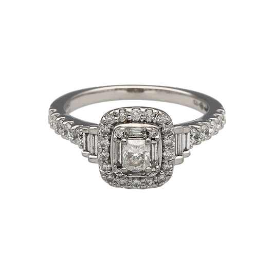 Platinum & Diamond Halo Cluster Ring