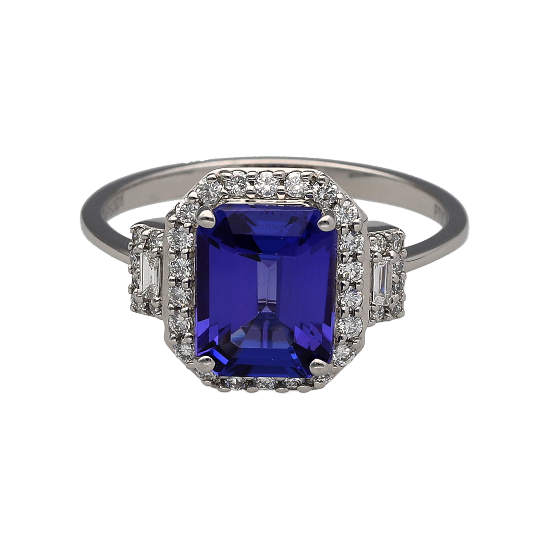 Platinum Diamond & Iolite Dress Ring