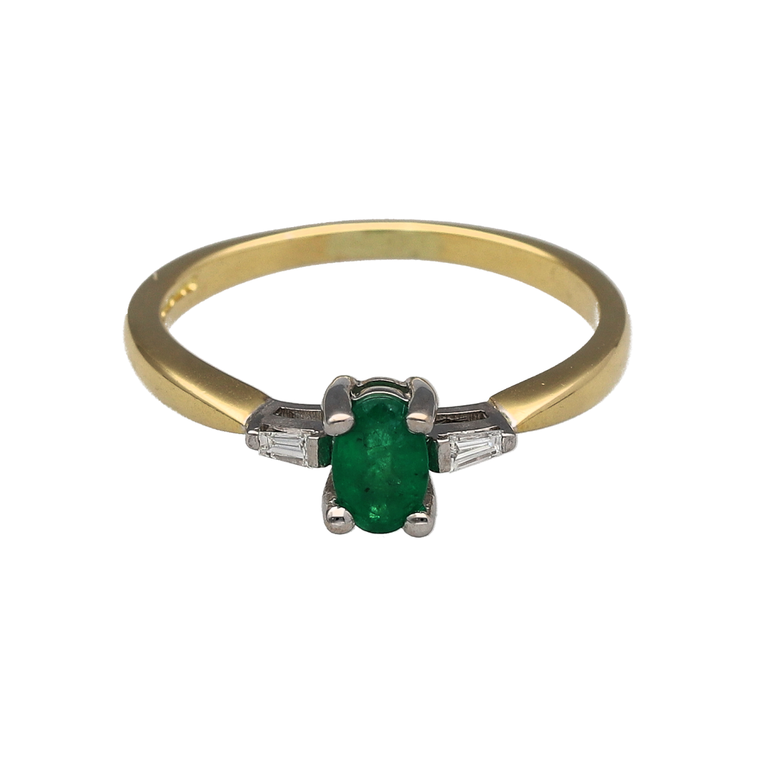 18ct Gold Diamond & Emerald Ring