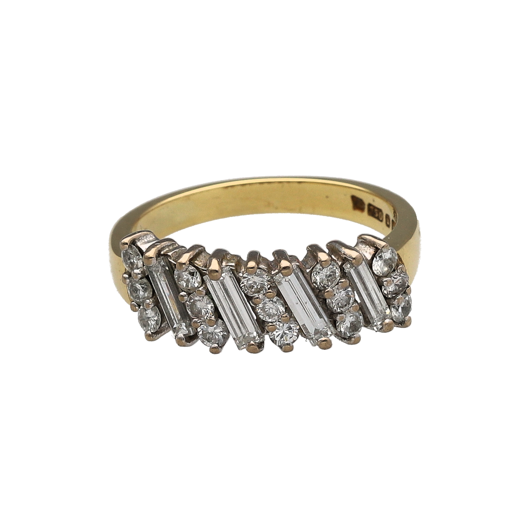 18ct Gold & Diamond Striped Band Ring