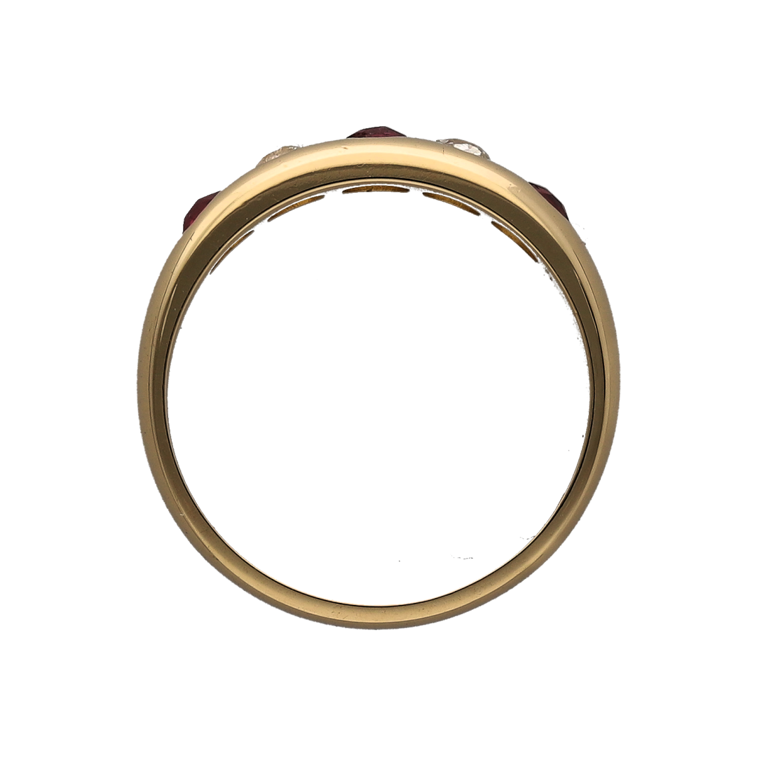 18ct Gold Diamond & Ruby Band Ring